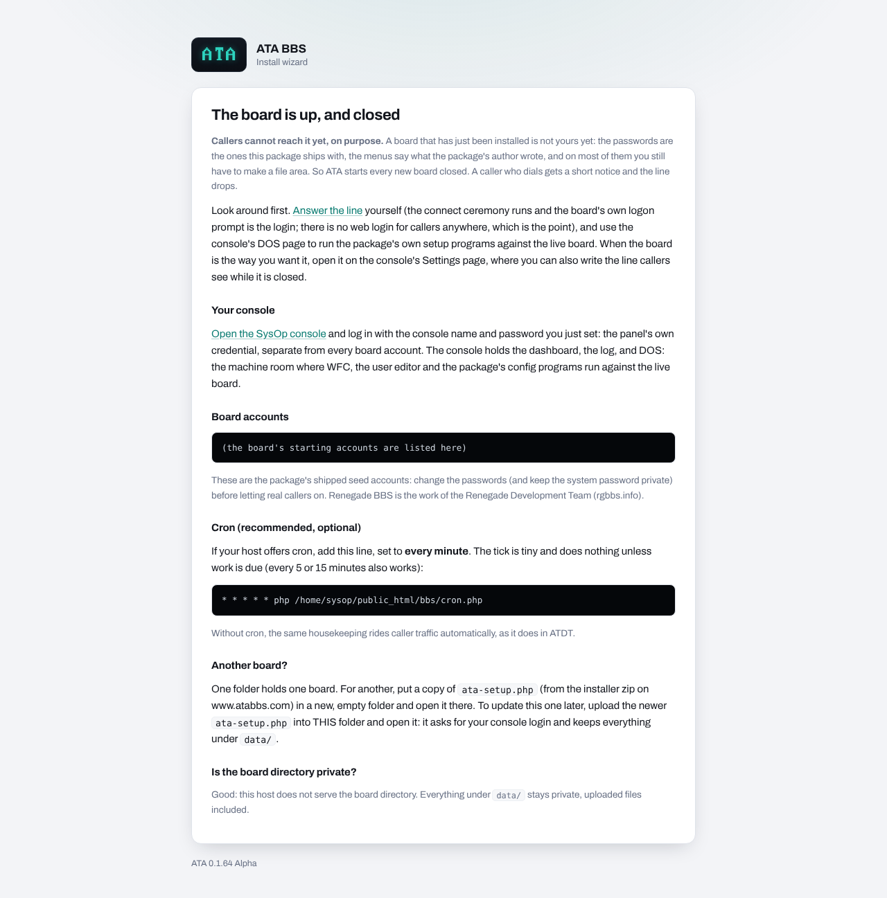 The finish page