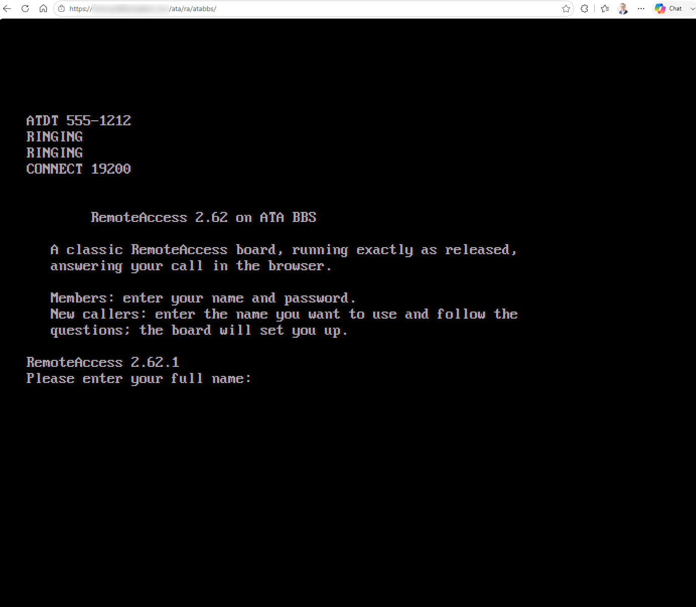 A RemoteAccess connect sequence and welcome screen, running in a browser tab.